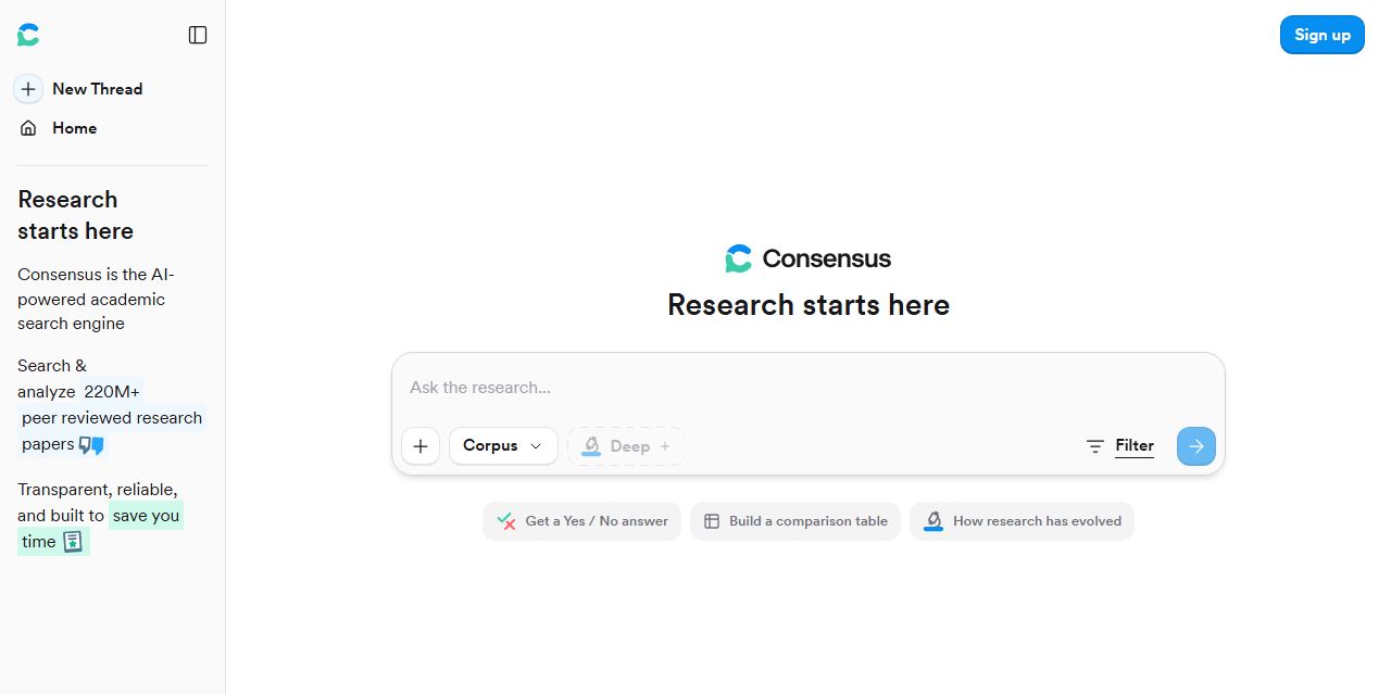 Первый экран сайта Consensus