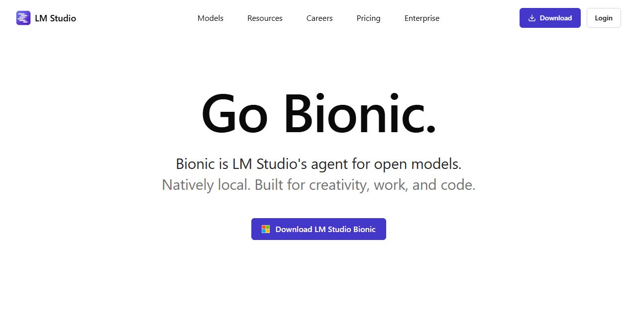 Первый экран сайта LM Studio