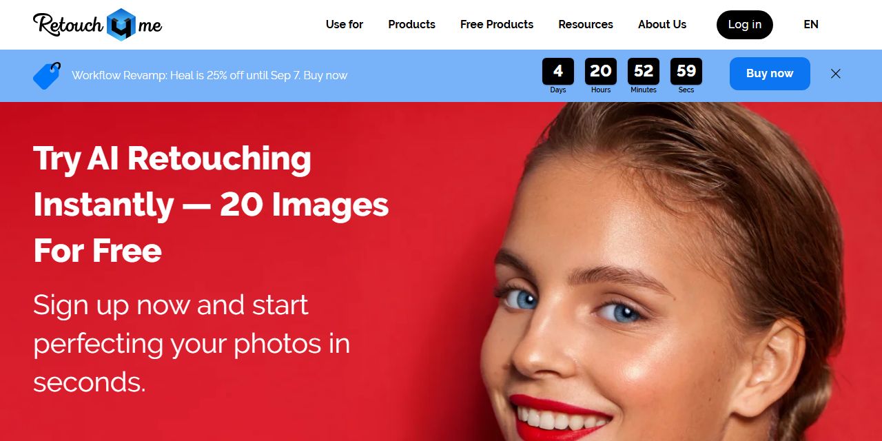 Первый экран сайта Retouch4me